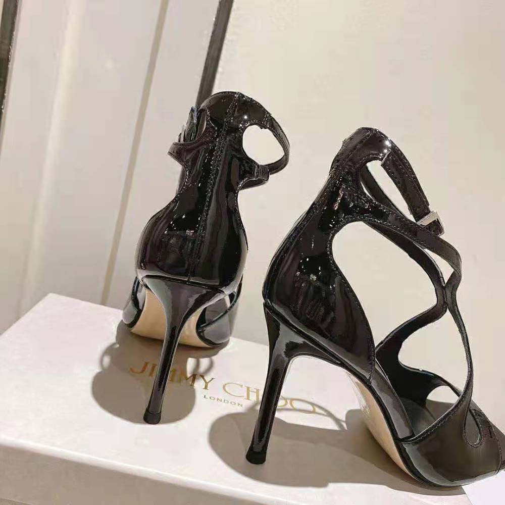 Jimmy Choo Women Azia 110 Black Patent Leather Sandals - image 9