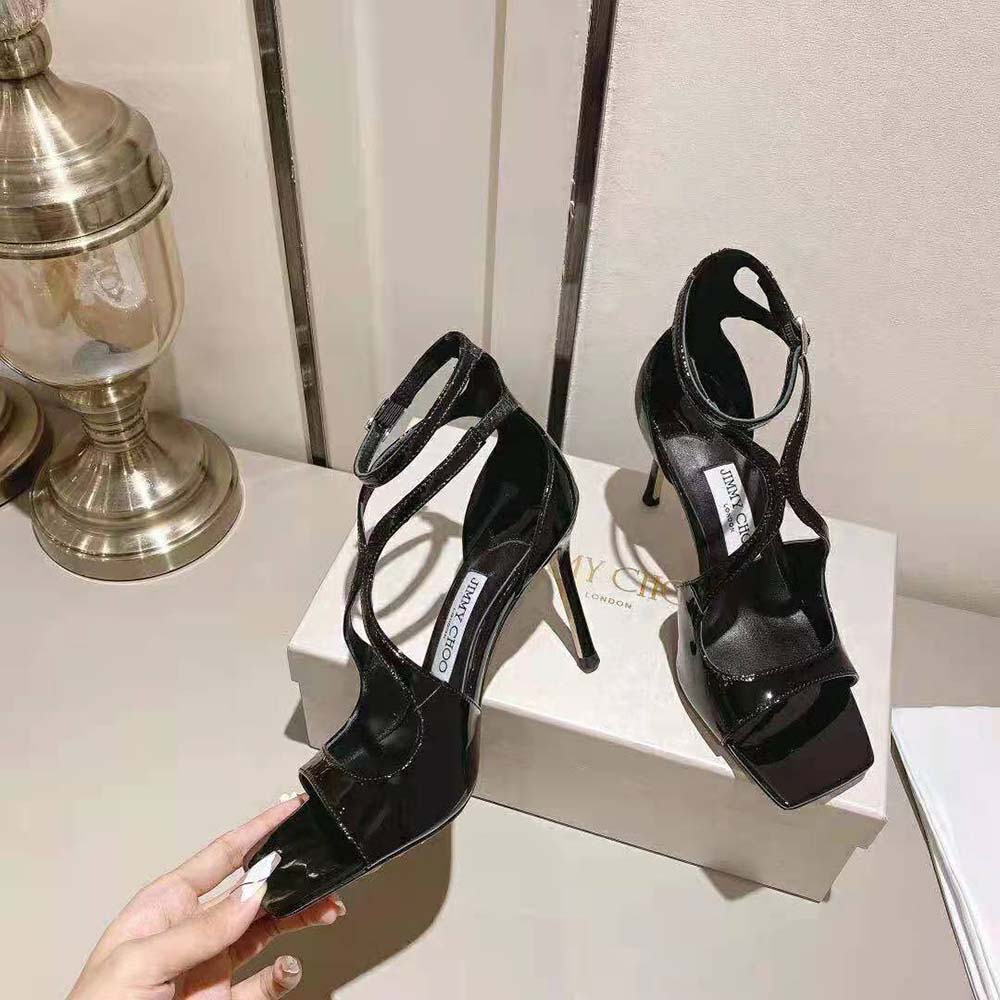 Jimmy Choo Women Azia 110 Black Patent Leather Sandals - image 4