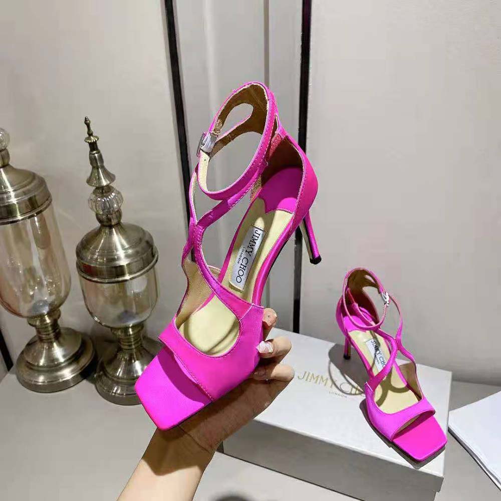Jimmy Choo Women Azia 110 Fuchsia Satin Sandals - image 5