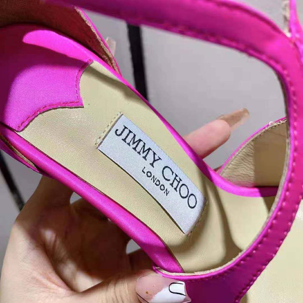 Jimmy Choo Women Azia 110 Fuchsia Satin Sandals - image 8