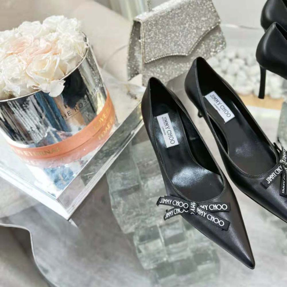 Jimmy Choo Women Romy 85 Black Nappa Leather Pumps with Jimmy Choo Bow - image 6