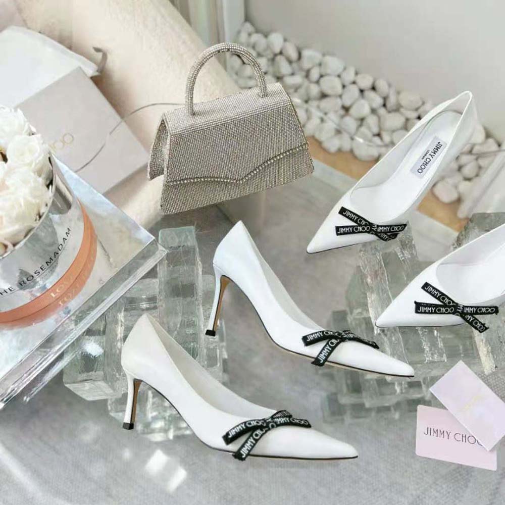 Jimmy Choo Women Romy 85 Latte Nappa Leather Pumps with Jimmy Choo Bow - image 6