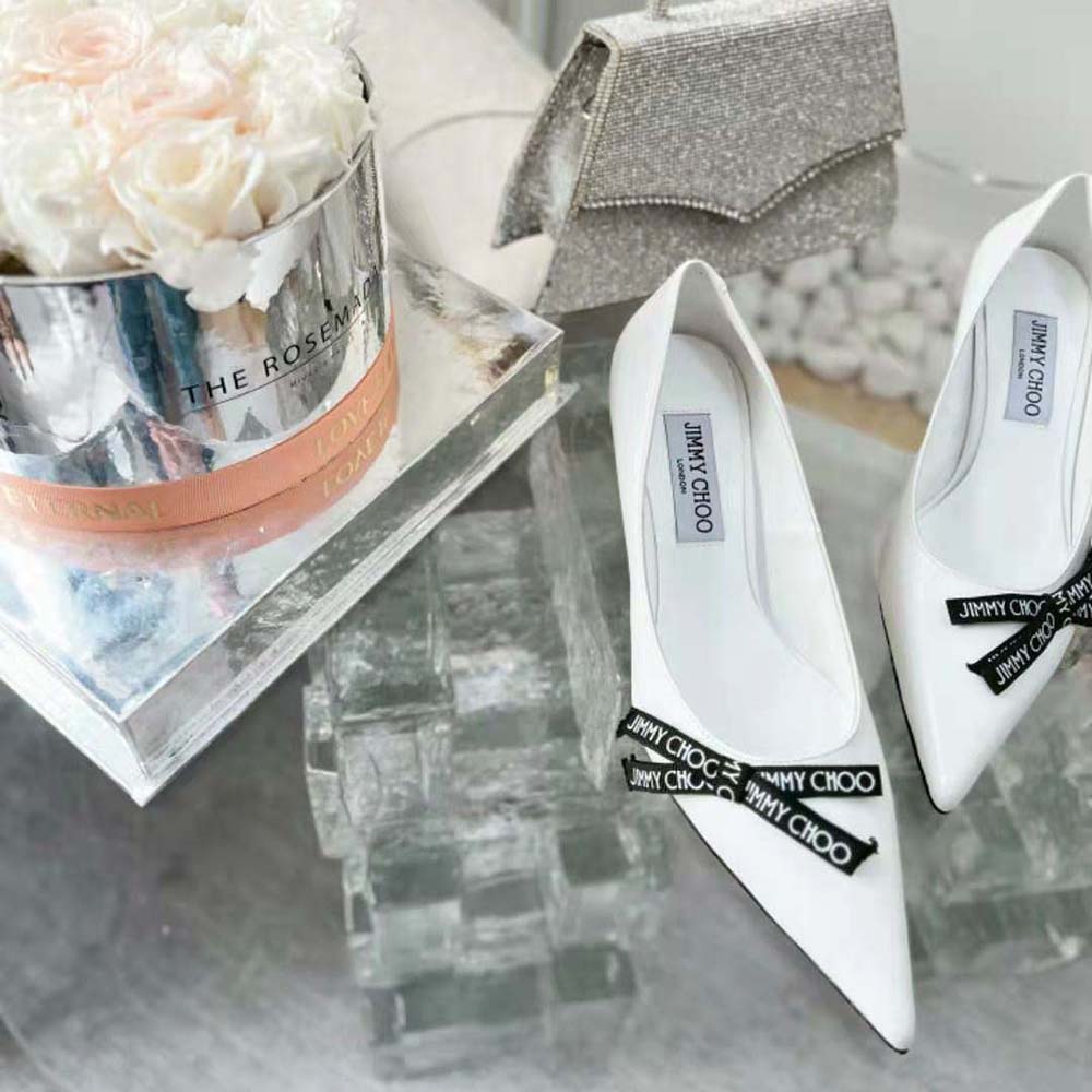Jimmy Choo Women Romy 85 Latte Nappa Leather Pumps with Jimmy Choo Bow - image 5
