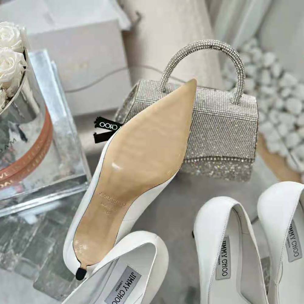 Jimmy Choo Women Romy 85 Latte Nappa Leather Pumps with Jimmy Choo Bow - image 7