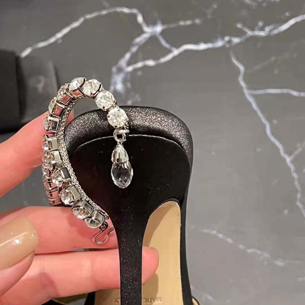 Jimmy Choo Women Saeda Sandal 100 Black Suede Sandals with Crystal Embellishment - image 9