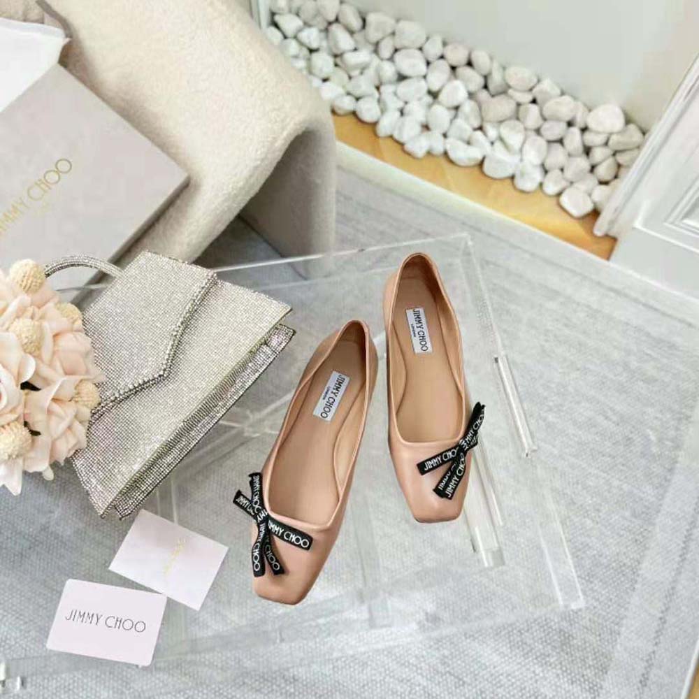 Side profile showing slim silhouette of Jimmy Choo Women Veda Ballerina Pumps