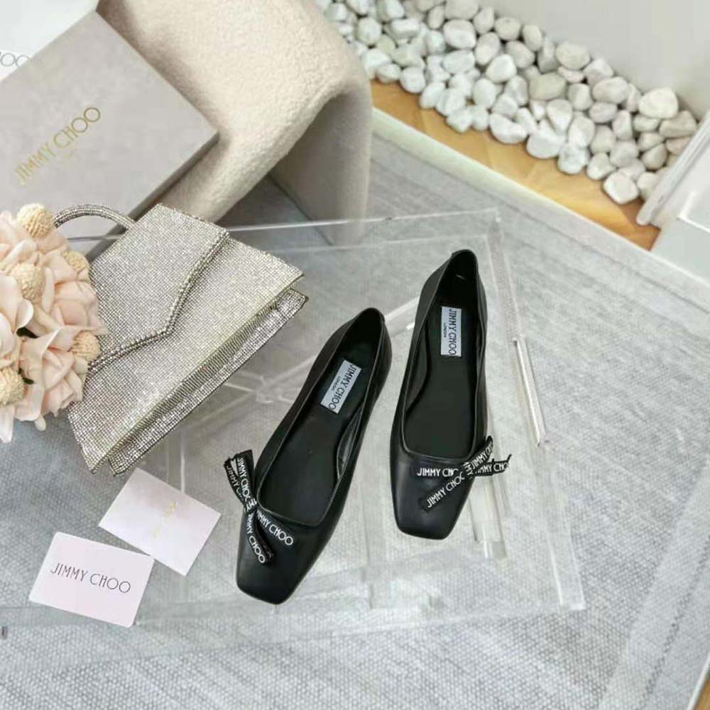 Top angle showing insole and silhouette of Jimmy Choo Women Veda Ballerina Flats