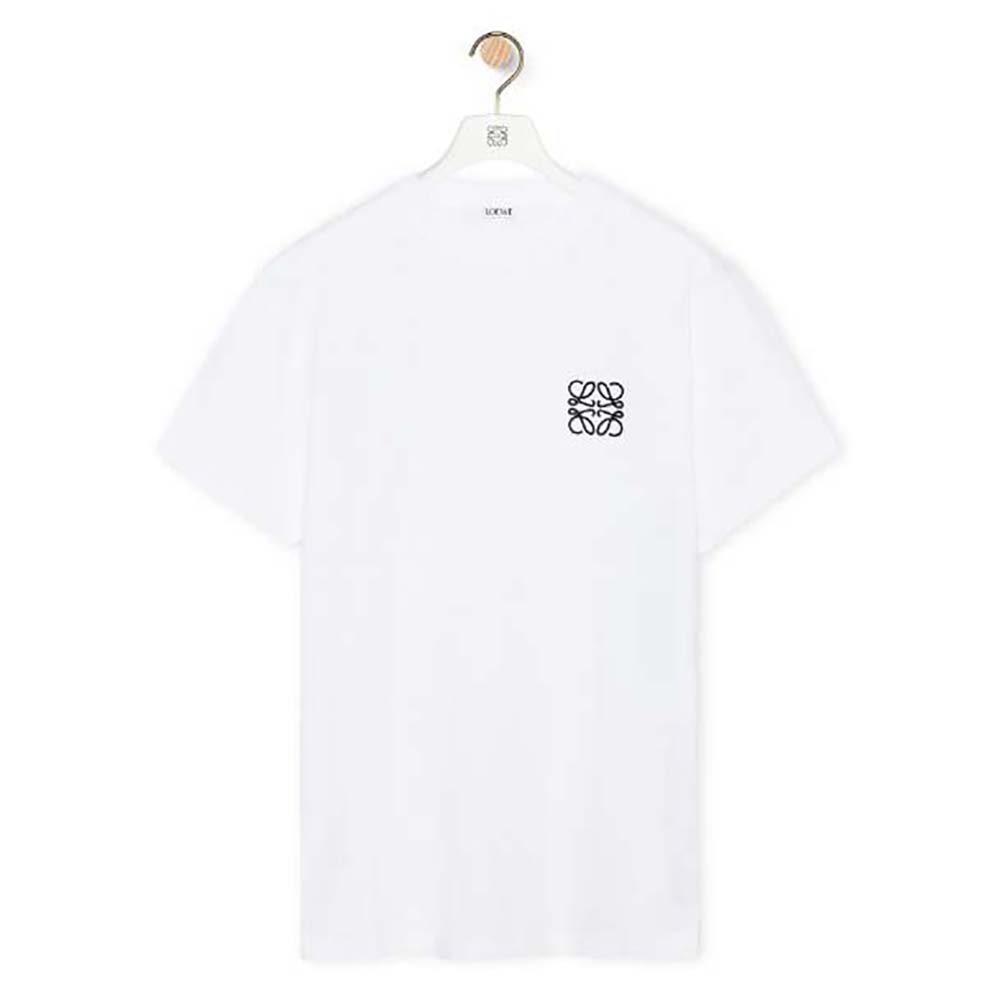 Front view of Loewe Men Anagram T-shirt in Cotton-White