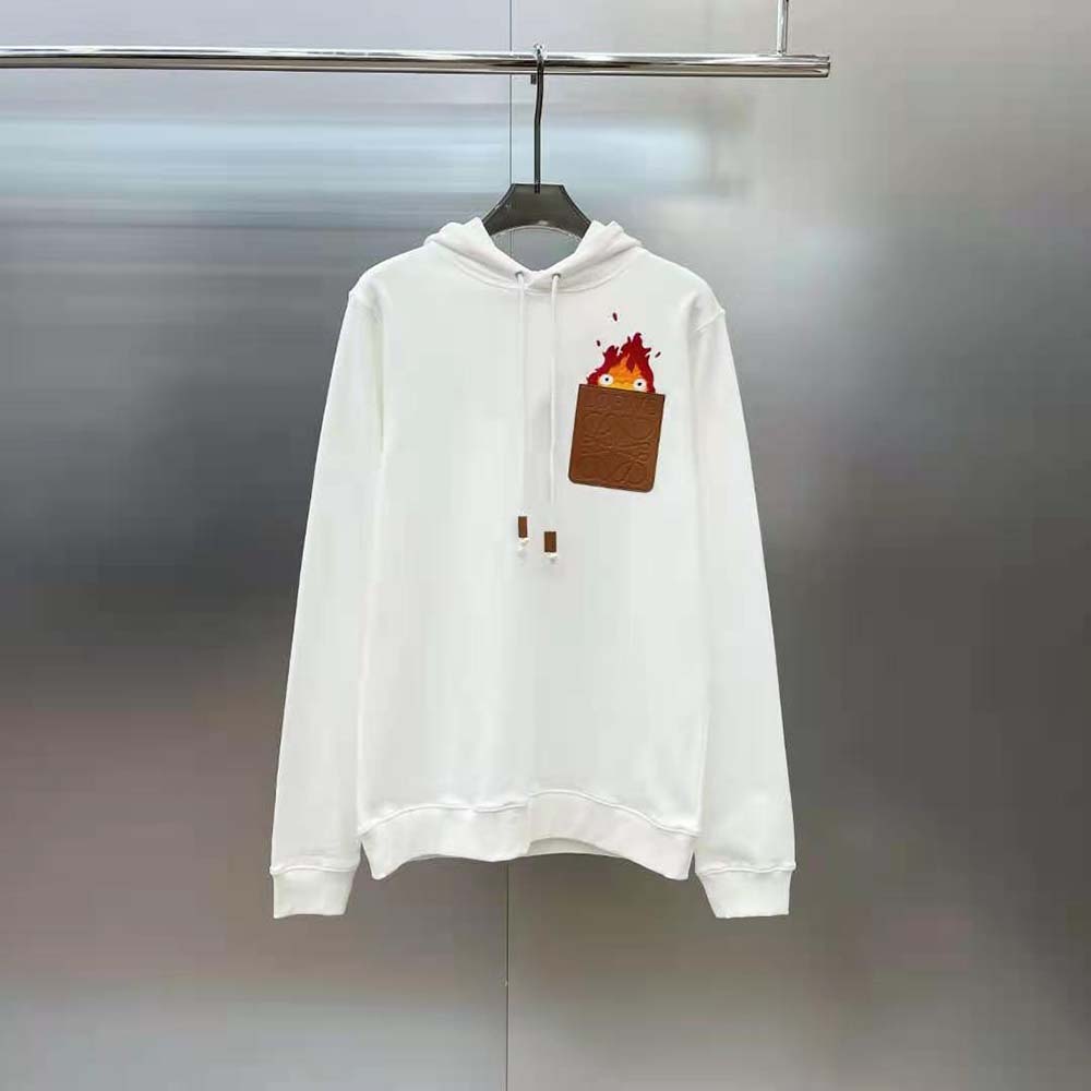 Close-up of leather patch detail on Loewe Women Calcifer Hoodie