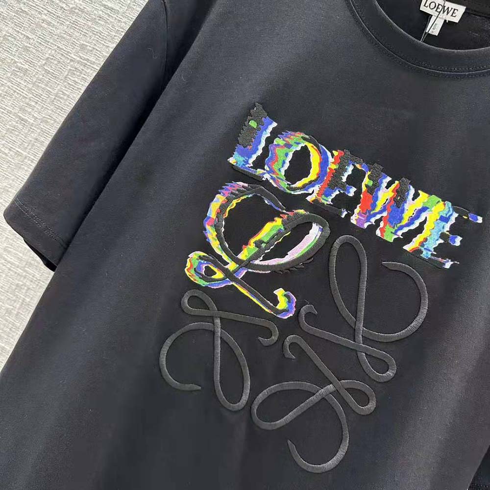 Loewe Men Glitch Anagram T-shirt in Cotton-Black - image 8