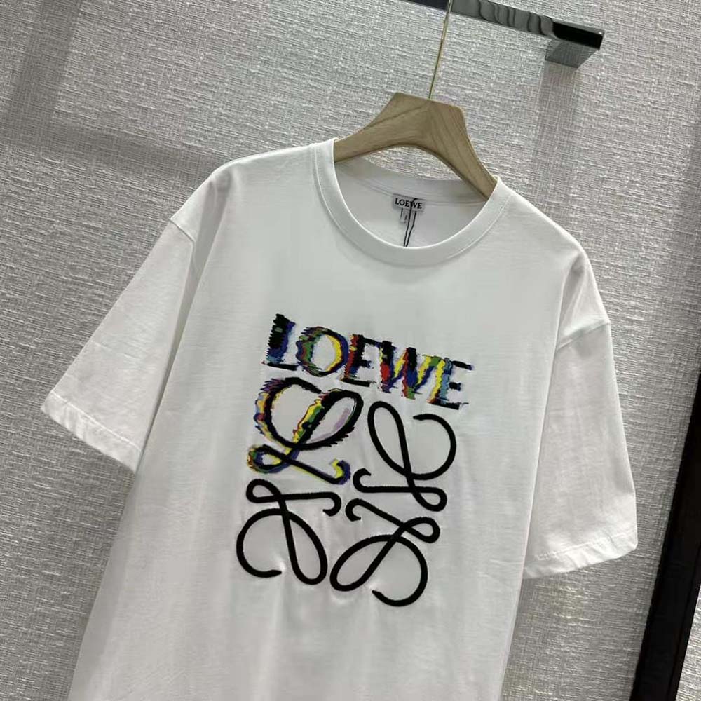 Loewe Men Glitch Anagram T-shirt in Cotton-White - image 4