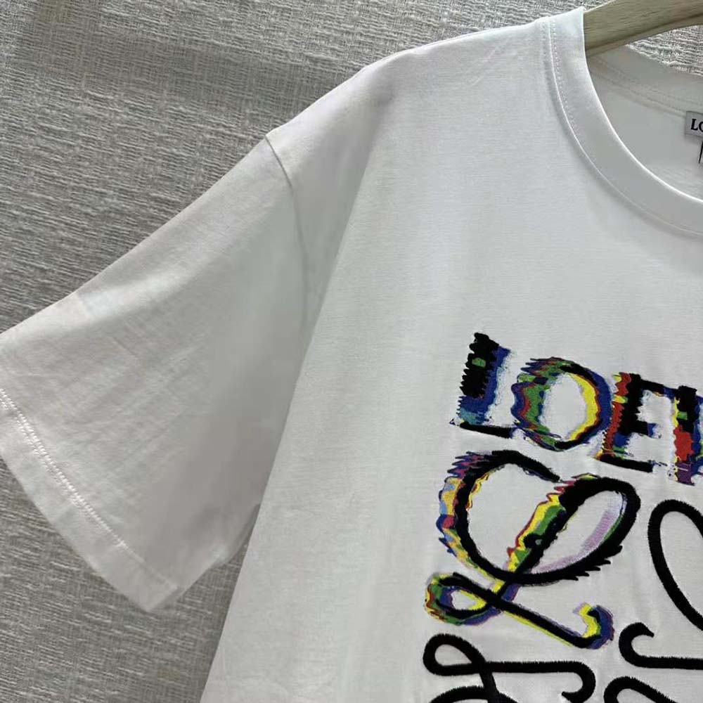 Loewe Men Glitch Anagram T-shirt in Cotton-White - image 6