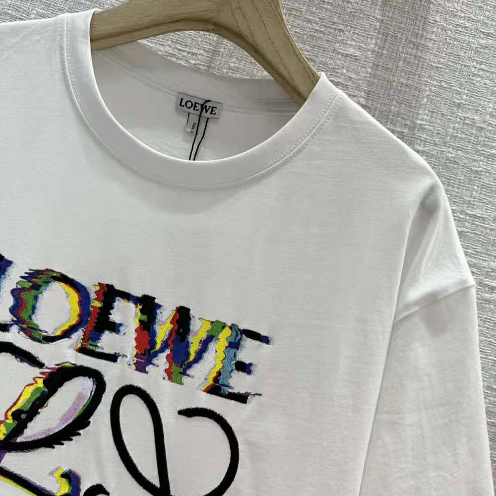 Loewe Men Glitch Anagram T-shirt in Cotton-White - image 5