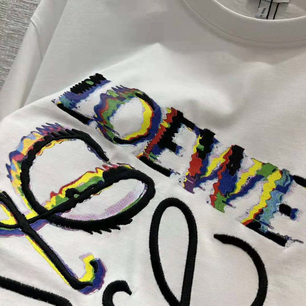 Loewe Men Glitch Anagram T-shirt in Cotton-White - image 8