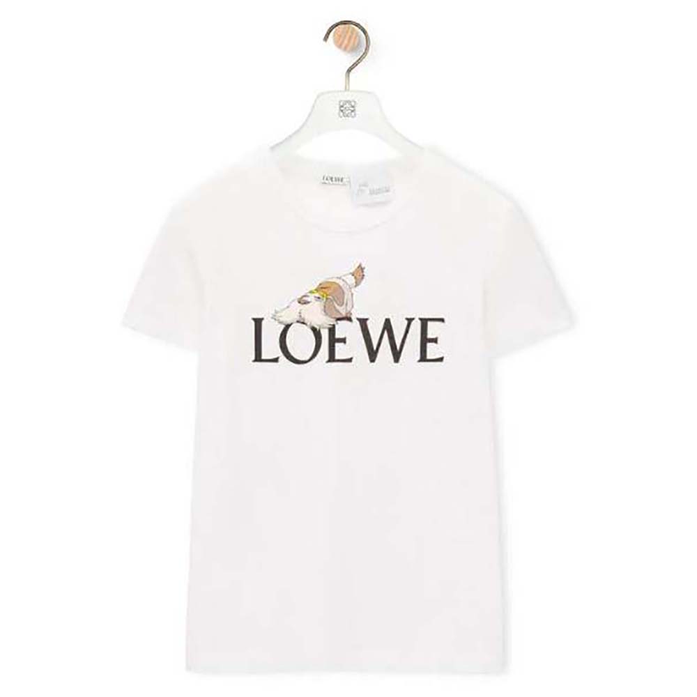 Front view of Loewe Men Heen LOEWE T-shirt in Cotton-White