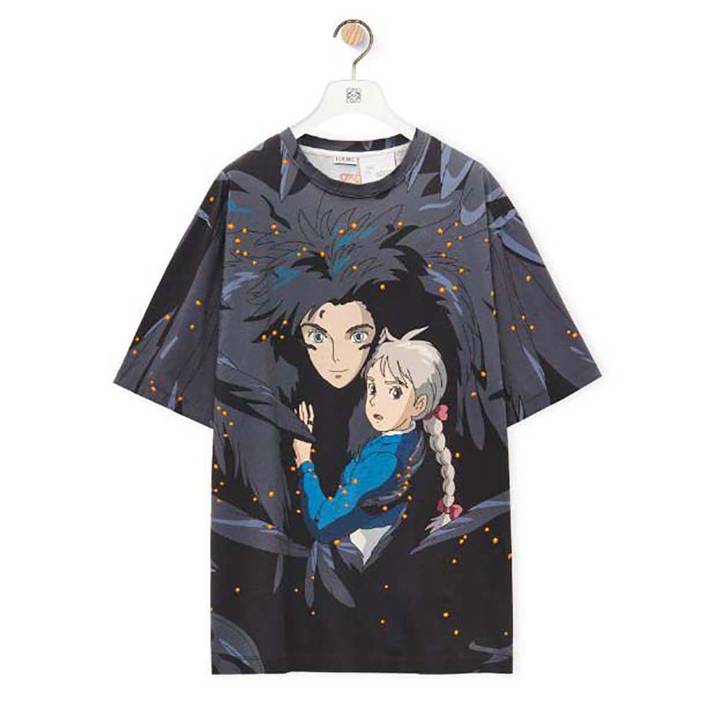 Front view of Loewe Men Howl T-shirt in Cotton-Blue