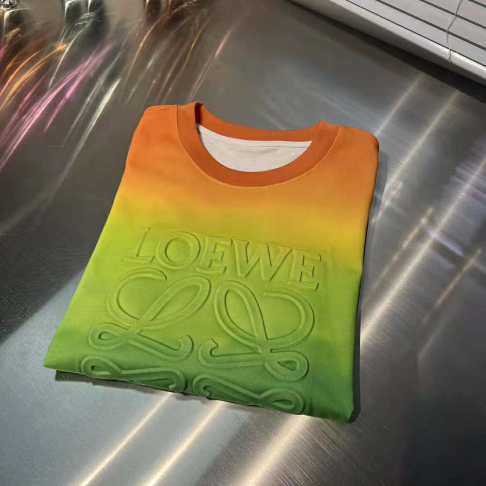Close-up of rainbow embroidered Anagram on Loewe Women Rainbow Anagram T-shirt