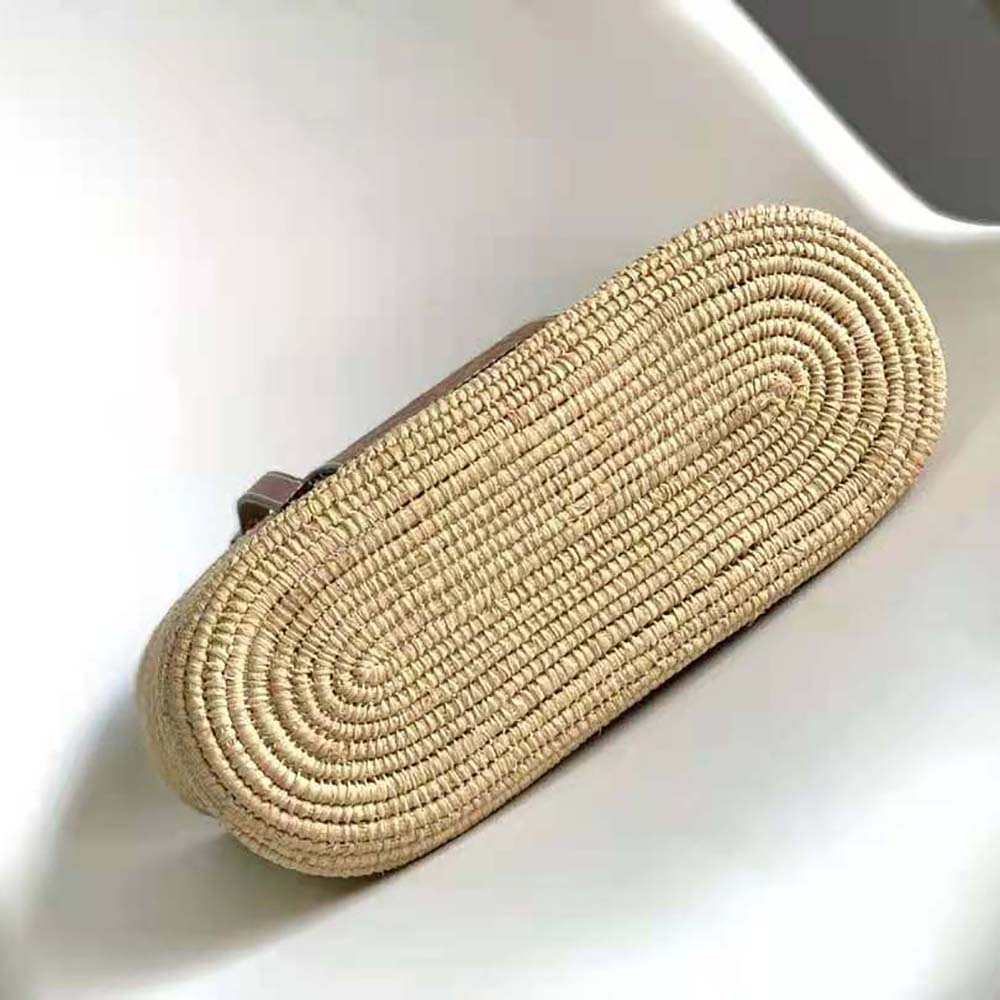 Loewe Women Small Square Basket Bag in Raffia and Calfskin-Brown - image 5