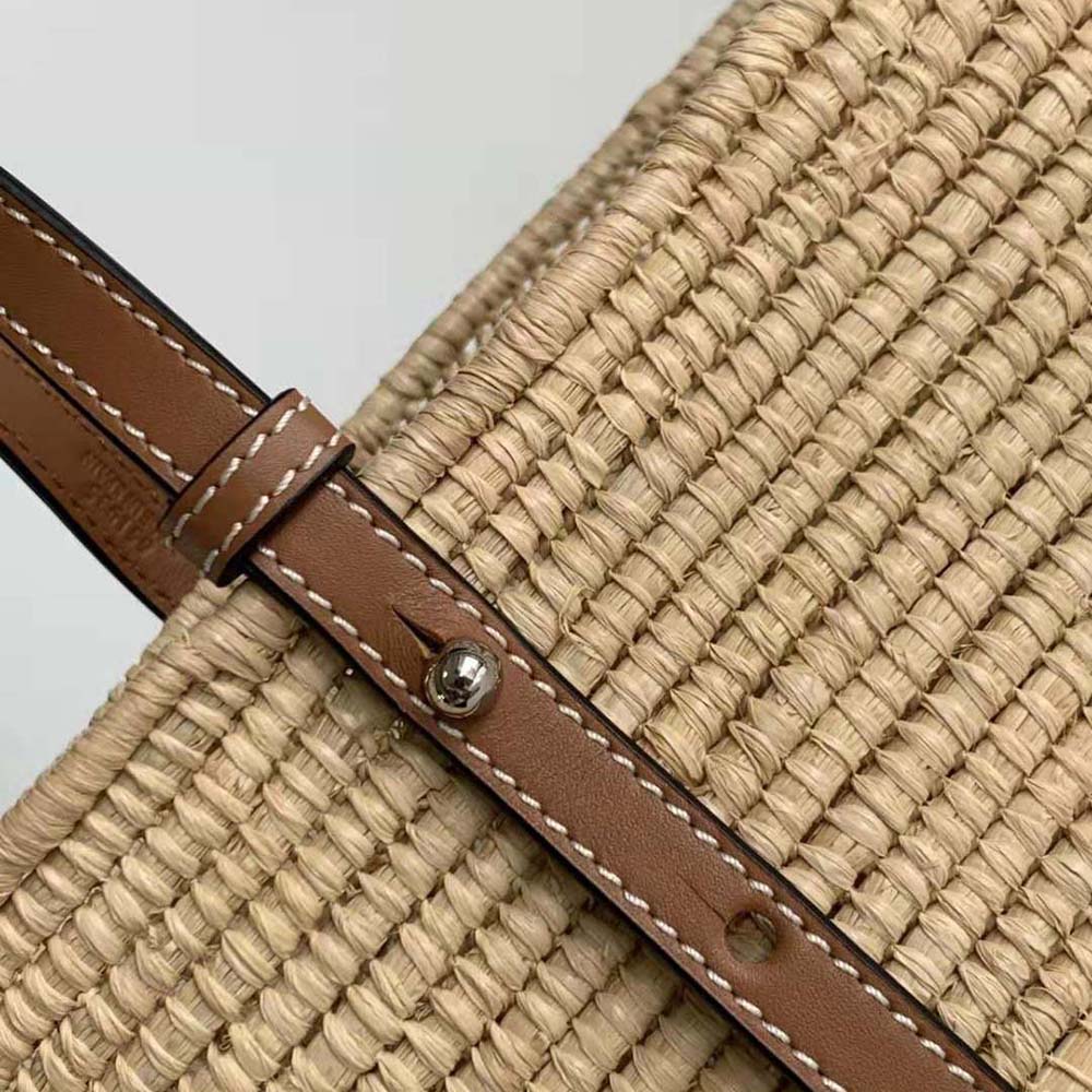 Loewe Women Small Square Basket Bag in Raffia and Calfskin-Brown - image 10
