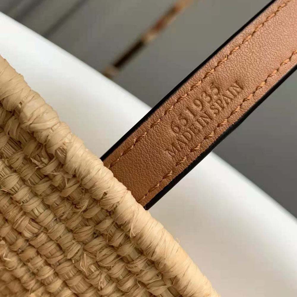 Loewe Women Small Square Basket Bag in Raffia and Calfskin-Brown - image 8