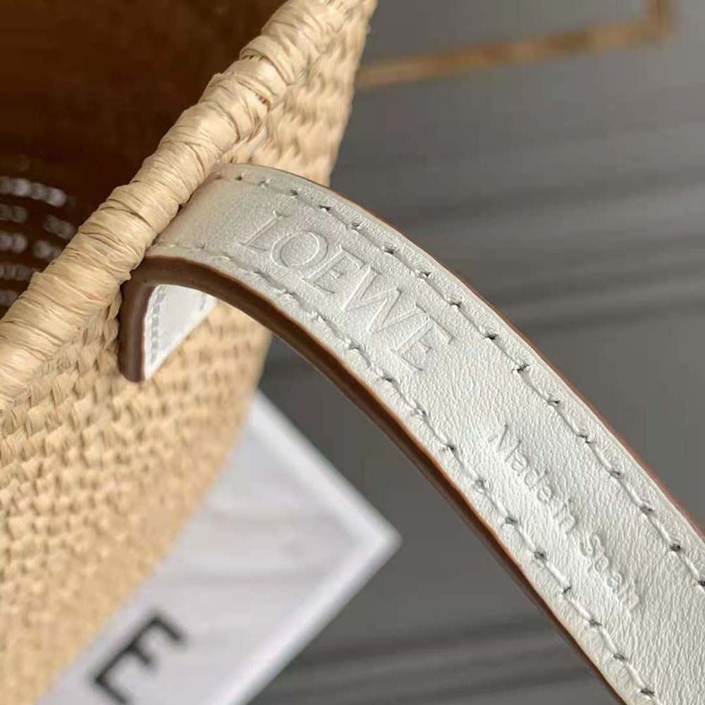 Loewe Women Small Square Basket Bag in Raffia and Calfskin-White - image 10