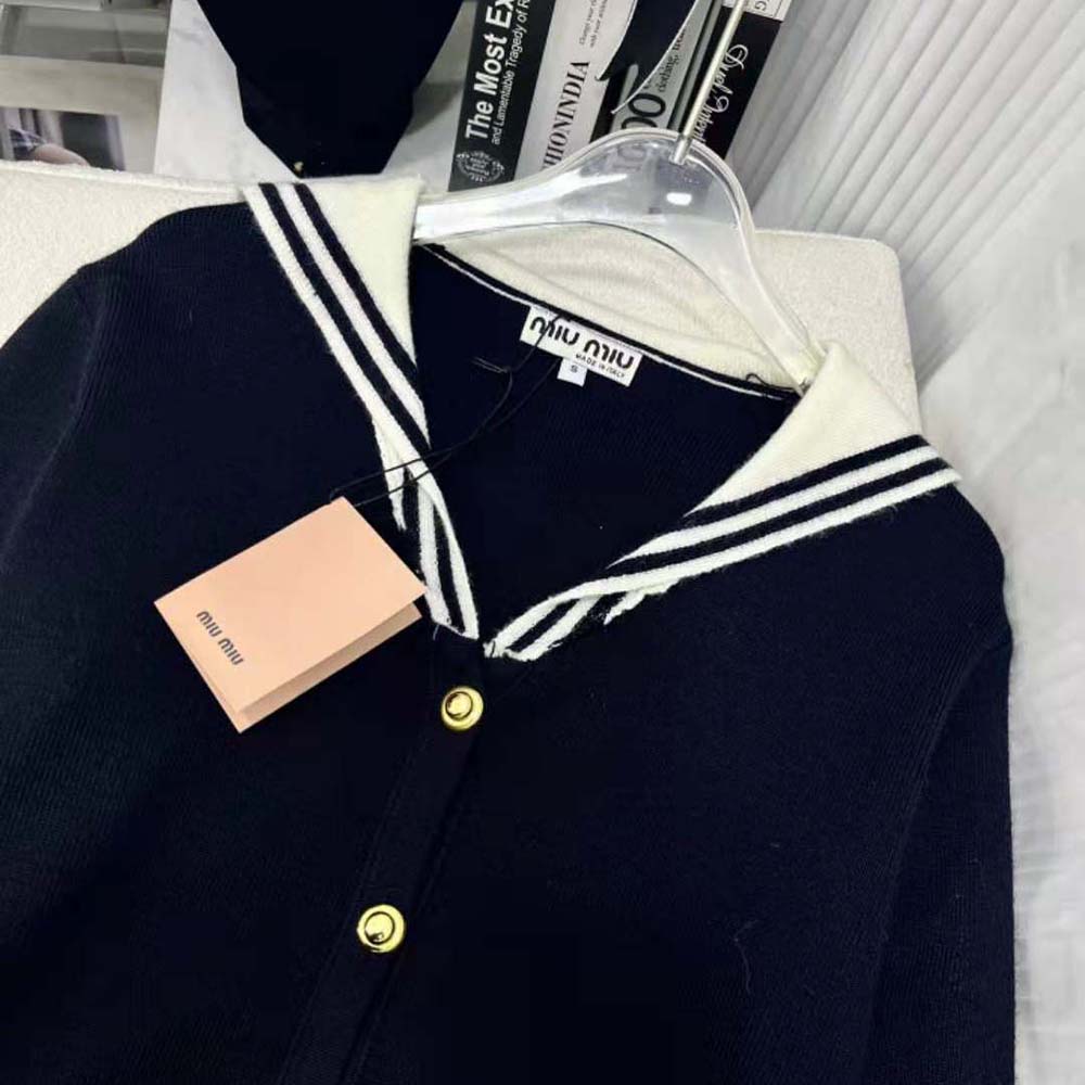 Miu Miu Women Cashmere Cardigan with Intarsia Logo - image 5
