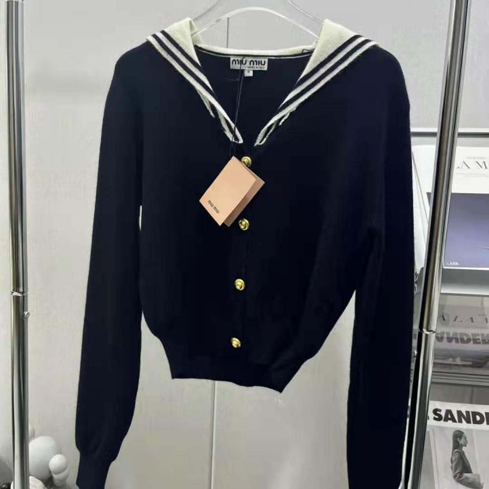 Miu Miu Women Cashmere Cardigan with Intarsia Logo - image 4