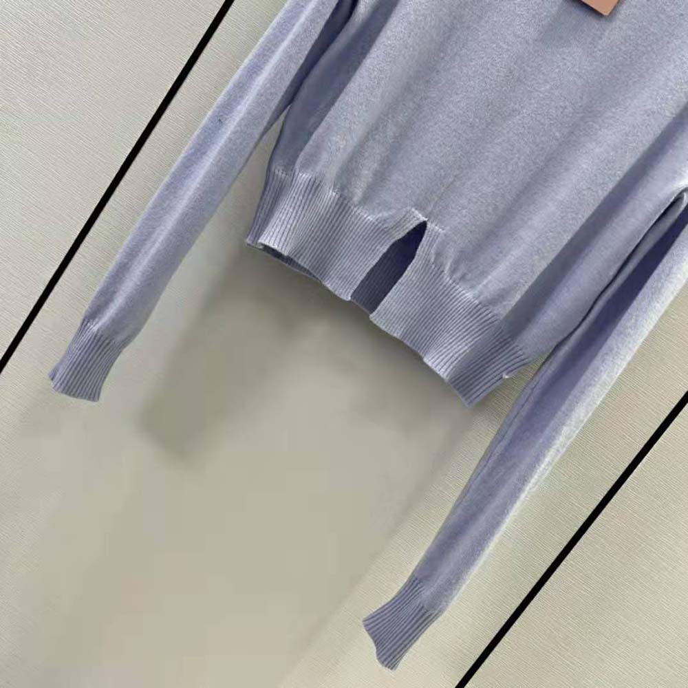 Miu Miu Women Cashmere Crew-Neck Sweater-Blue - image 6