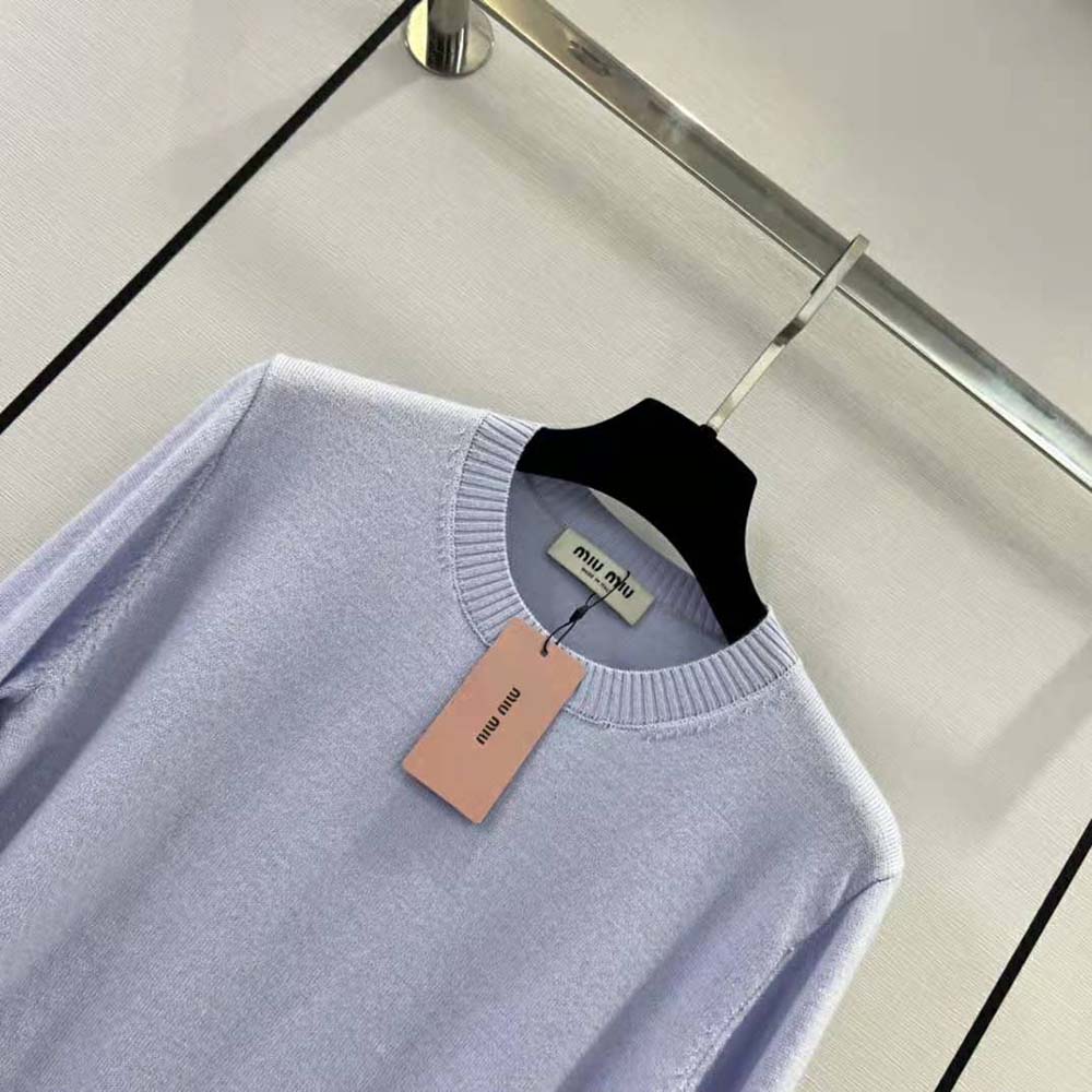 Miu Miu Women Cashmere Crew-Neck Sweater-Blue - image 4