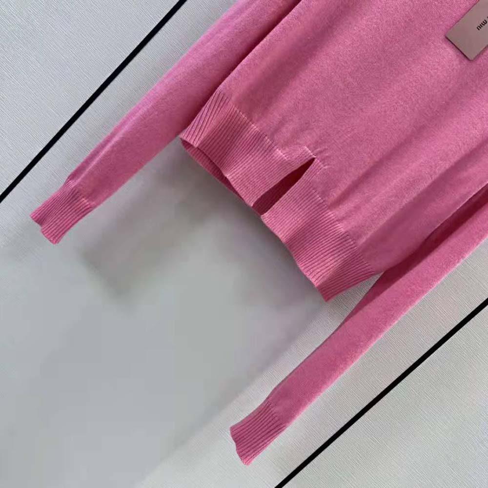Miu Miu Women Cashmere Crew-Neck Sweater-Pink - image 5