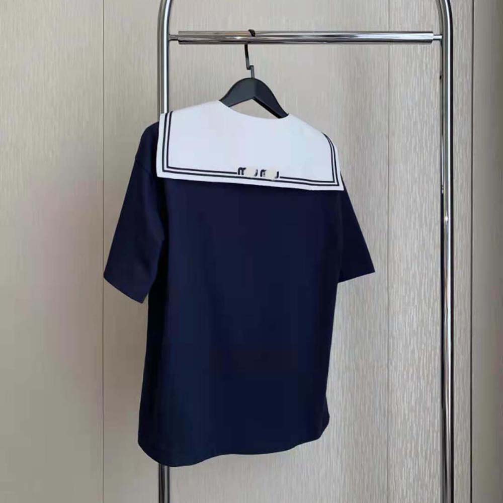 Miu Miu Women Cotton T-shirt with Embroidered Logo - image 5