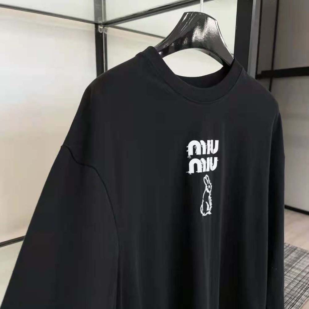 Miu Miu Women Cotton T-shirt with Embroidered Logo - image 5