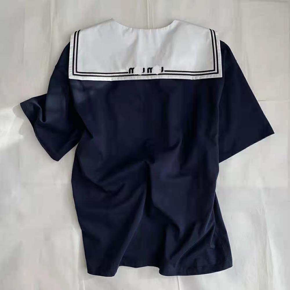 Miu Miu Women Cotton T-shirt with Embroidered Logo - image 7