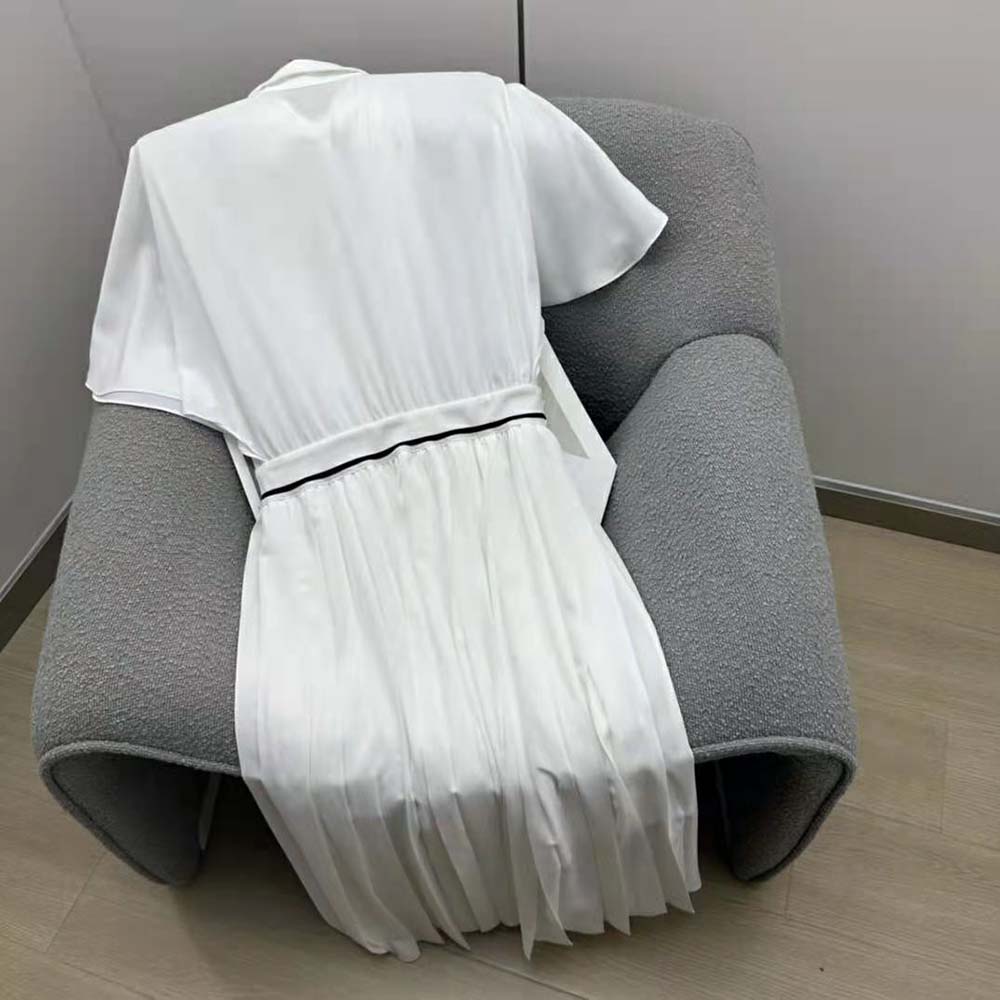 Miu Miu Women Crepe De Chine Midi Dress-White - image 4