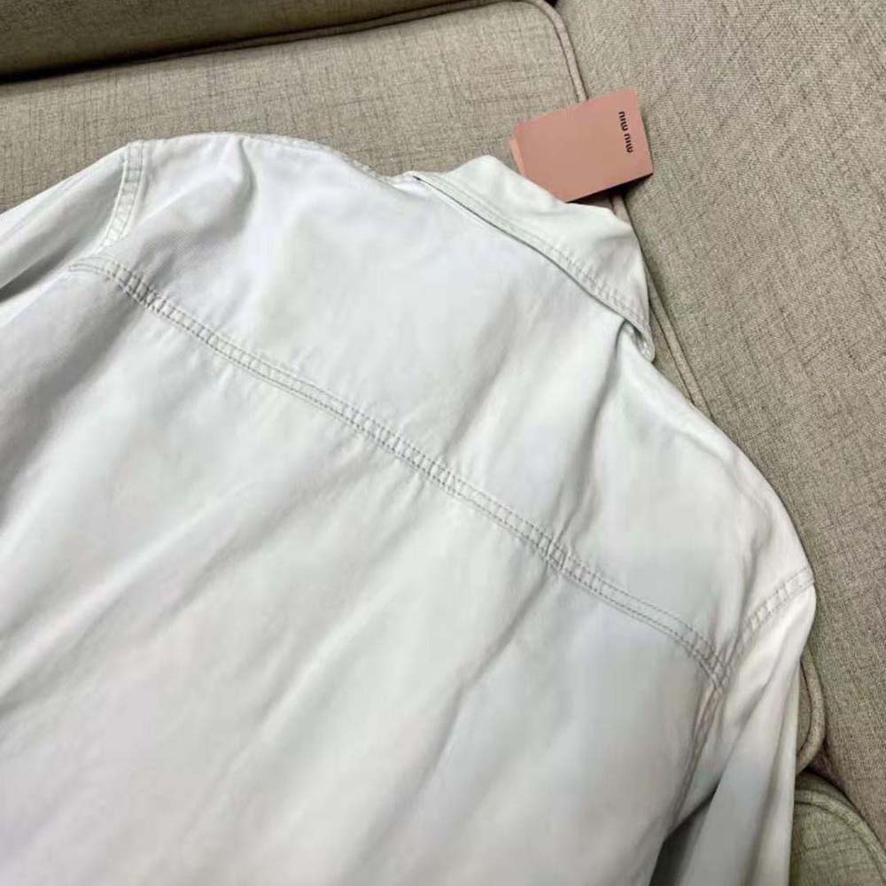 Miu Miu Women Denim Blouson Jacket with Embroidered Logo - image 5