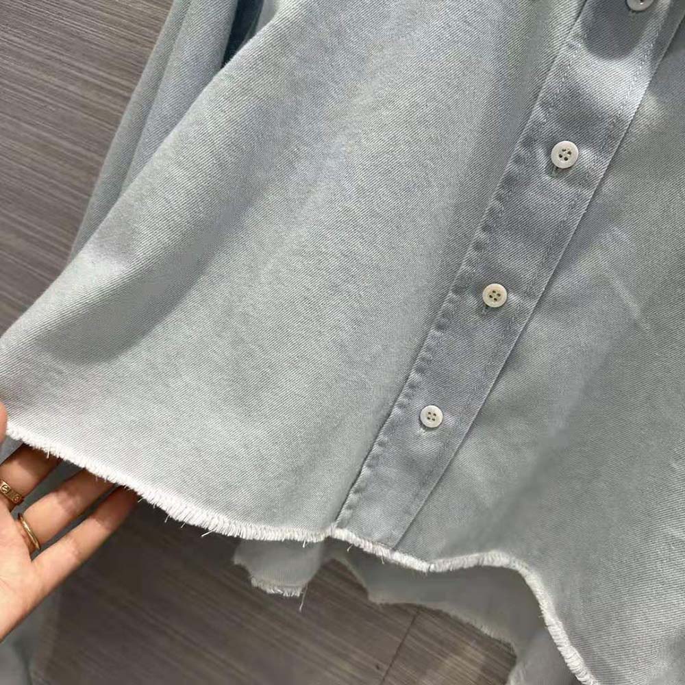 Miu Miu Women Denim Shirt with Embroidered Logo - image 7