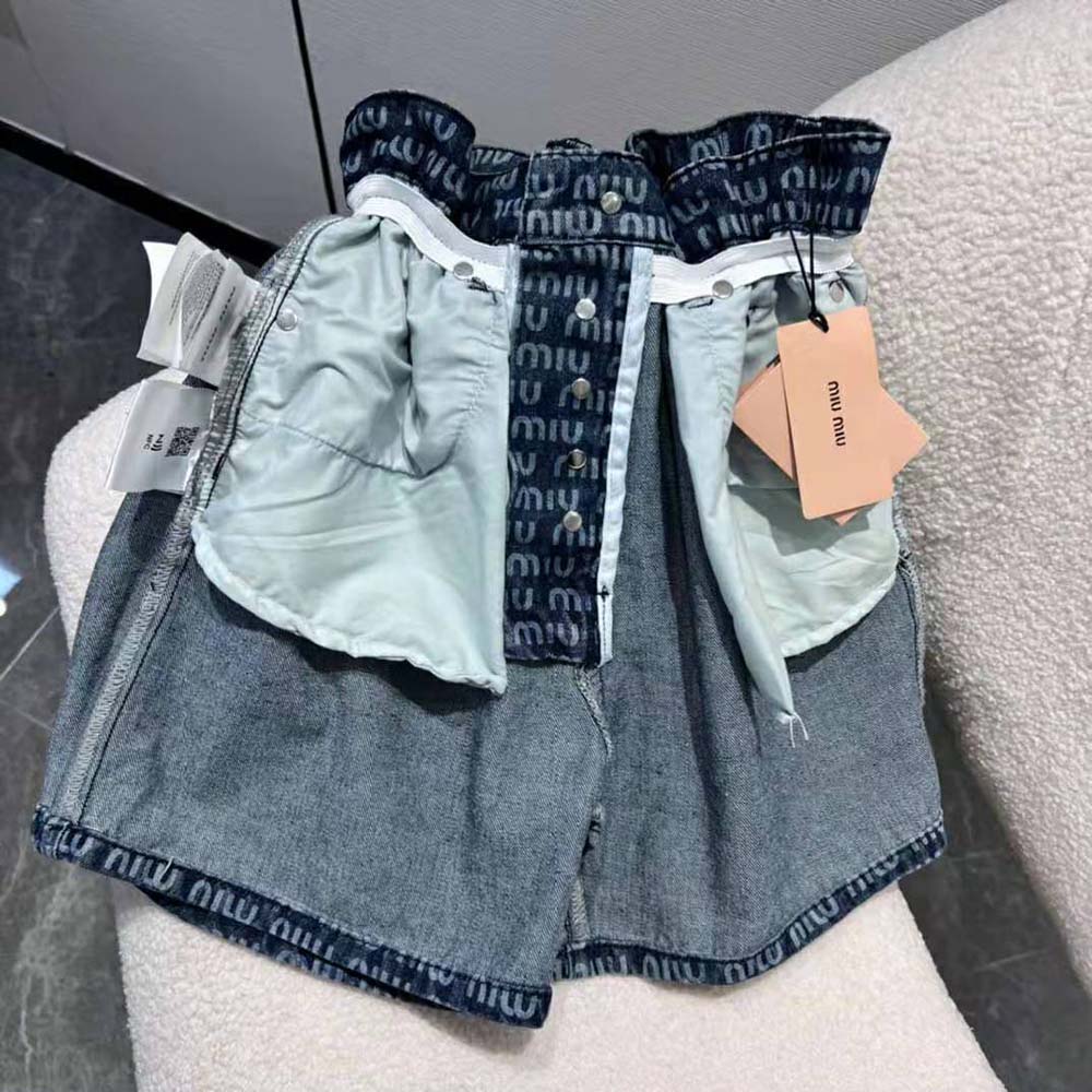 Miu Miu Women Denim Shorts with Coin Pocket - image 10