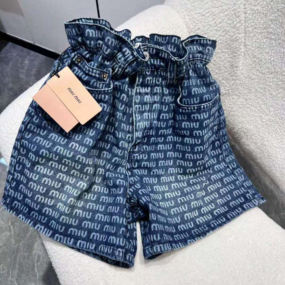 Miu Miu Women Denim Shorts with Coin Pocket - image 4