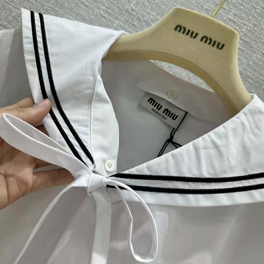 Miu Miu Women Embroidered Cotton T-shirt with Embroidered Logo - image 8