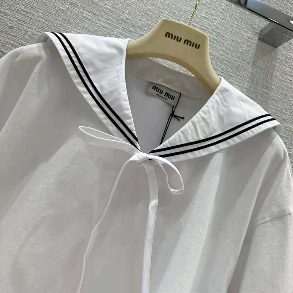 Miu Miu Women Embroidered Cotton T-shirt with Embroidered Logo - image 5