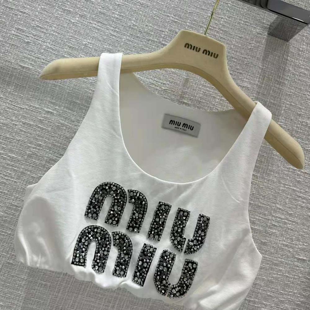 Miu Miu Women Embroidered Jersey Top with Embroidered Logo - image 4