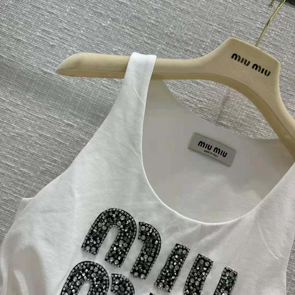 Miu Miu Women Embroidered Jersey Top with Embroidered Logo - image 5