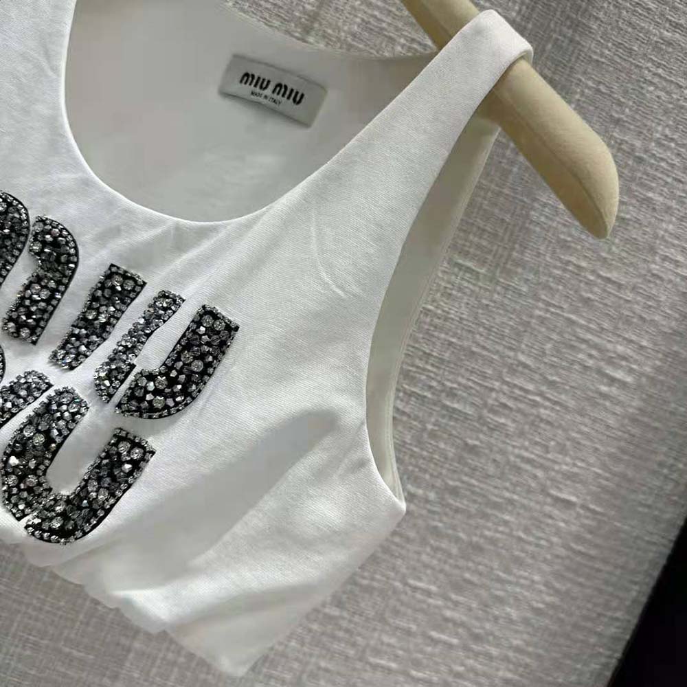 Miu Miu Women Embroidered Jersey Top with Embroidered Logo - image 8