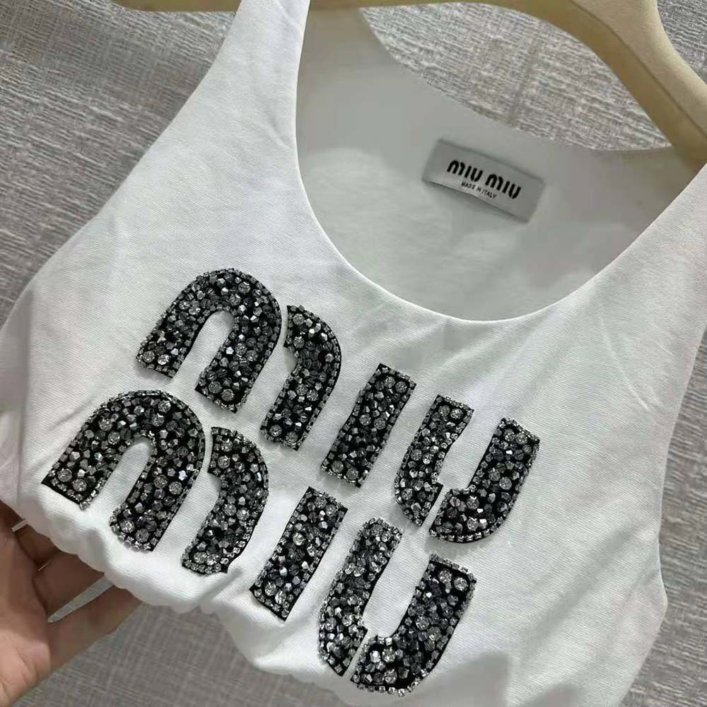 Miu Miu Women Embroidered Jersey Top with Embroidered Logo - image 6