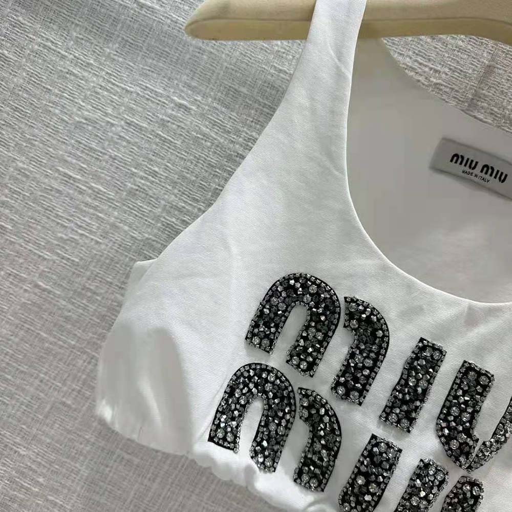 Miu Miu Women Embroidered Jersey Top with Embroidered Logo - image 7
