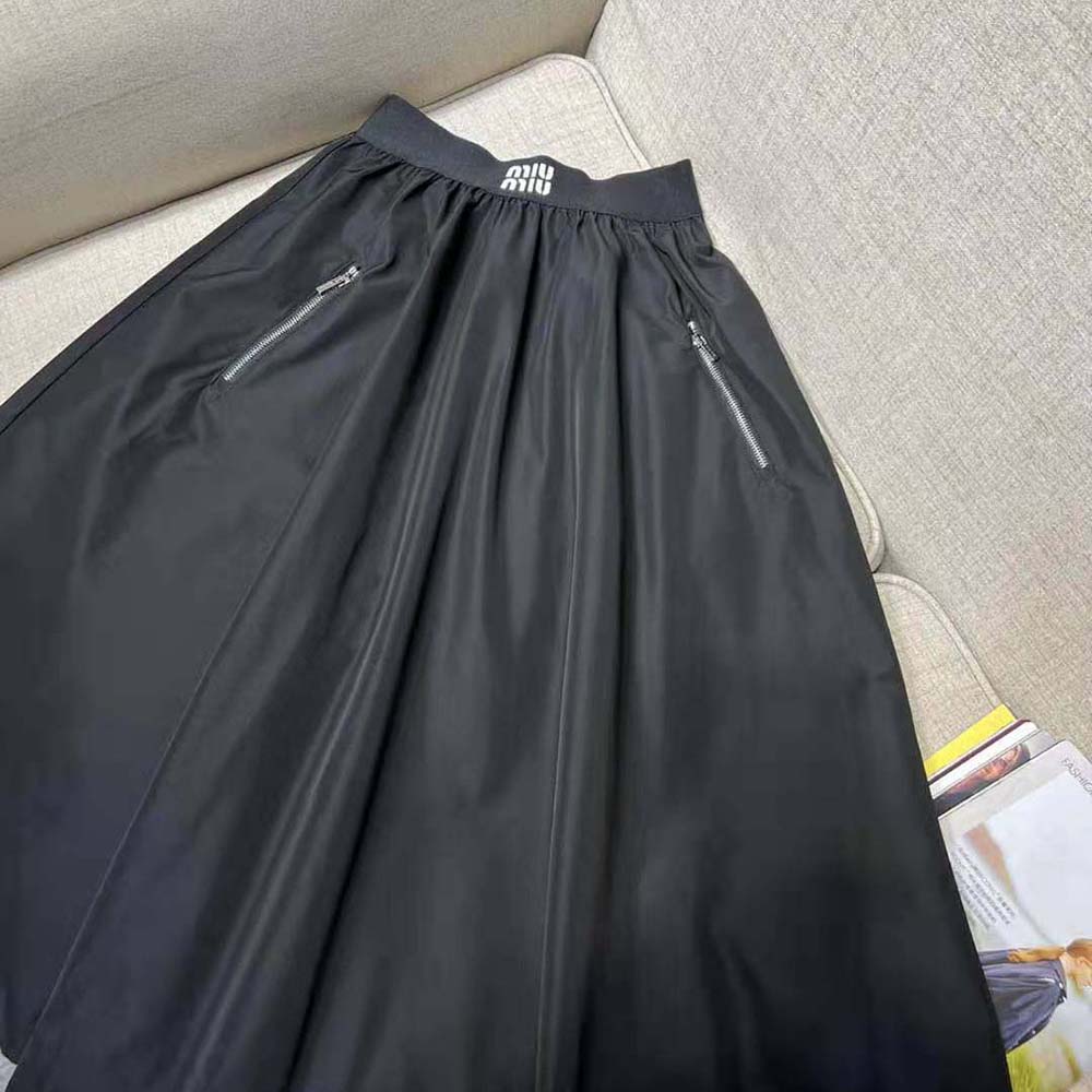 Miu Miu Women Full Technical Silk Skirt - image 4