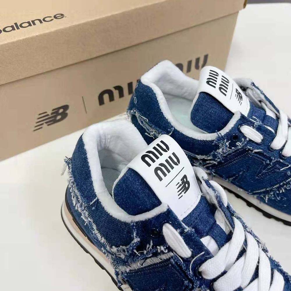 Miu Miu Women New Balance 574 x Miu Miu Denim Sneakers-Blue - image 9