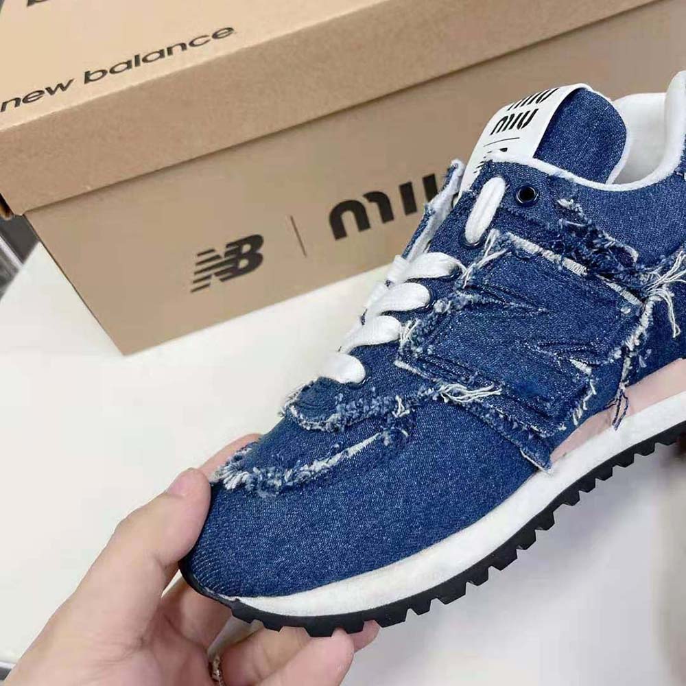 Miu Miu Women New Balance 574 x Miu Miu Denim Sneakers-Blue - image 8