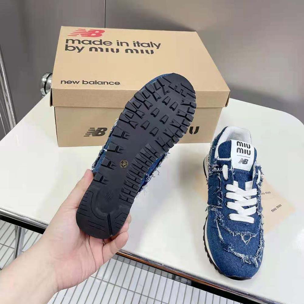 Miu Miu Women New Balance 574 x Miu Miu Denim Sneakers-Blue - image 10