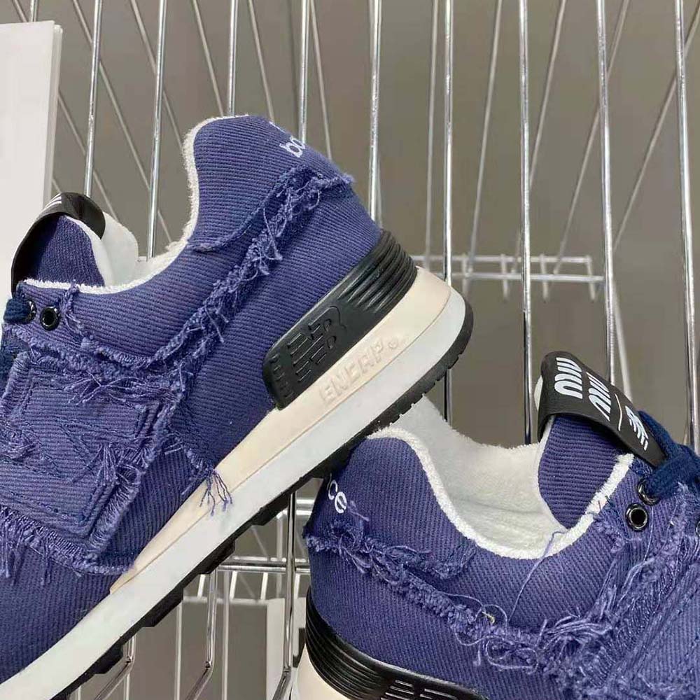 Miu Miu Women New Balance 574 x Miu Miu Denim Sneakers-Navy - image 7